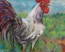 КУКУРИКУ, 2023, акрилик на папиру, 42 x 56 цм