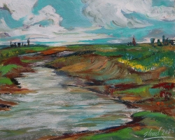 РЕКА, 2023, акрилик на папиру, 42 x 56 цм