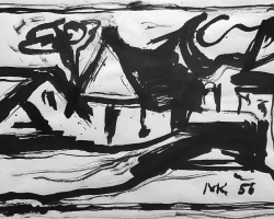 МИЛАН КОЊОВИЋ „Без назива“, око 1955, туш четком, 23,5х30,5 цм