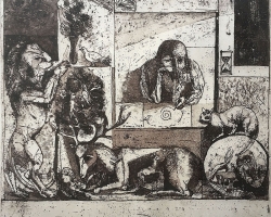 БРАНКО МИЉУШ „Јероним“, 1959, акватинта, 32х35 цм