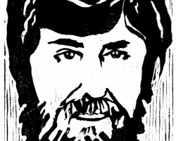 Дрворез "Ауто портрет" 1974.