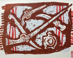 ЂОРЂЕ АНДРЕЈЕВИЋ КУН „Без назива“, 1960, линорез у боји, 11x16 цм