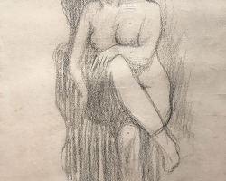 ИЛИЈА ШОБАЈИЋ „Акт жене“, око 1915, оловка, 32х21,3 цм