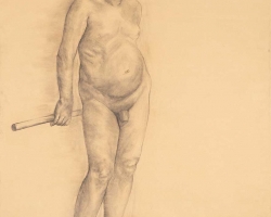 ОЛИВЕРА ПАВКОВИЋ - Студија, цртеж угљеном, 180 x 131 cm