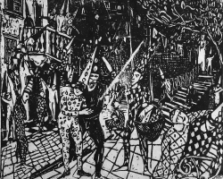 МАРИО МАСКАРЕЛИ „Карневал“, 1951, линорез, 17,5х21,2 цм