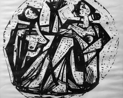 ЈОВАН КРАТОХВИЛ “Без назива“, 1956, литографија, ϕ39 цм