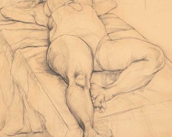 ИВА ТОДОРОВИЋ - Студија, цртеж угљеном, 172 x 114 cm