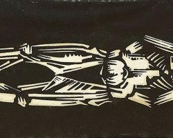 АЛЕКСАНДАР ТОМАШЕВИЋ „Без назива“, 1953, линорез, 8х26 цм