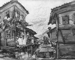 ЉУБА ИВАНОВИЋ „Охрид“, 1932, оловка, 25,5х36 цм