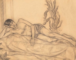ЈОВАНА ВОЈИЧИЋ - Студија, цртеж угљеном, 128 x 179 cm