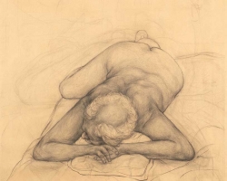 ЕЛЕНА ЂОРЂЕВИЋ - Студија, цртеж угљеном, 180 x 122 cm
