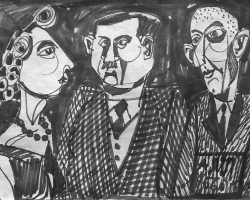 АЛЕКСАНДАР ЛУКОВИЋ ЛУКИЈАН „Породични портрет“, 1956, фломастер, 14,5х20,3 цм