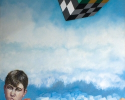 „НИШТА НЕ РАЗУМЕМ“, 2006, уље на палтну и дрвени објекат, 150х100 цм